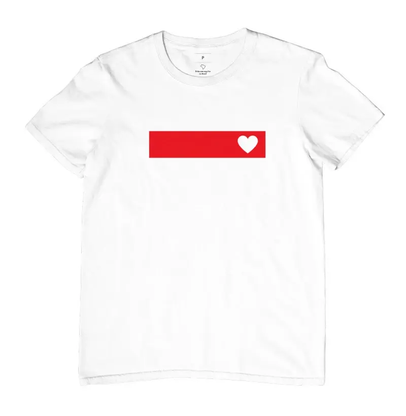 Color Block coração estampa vermelha e branca