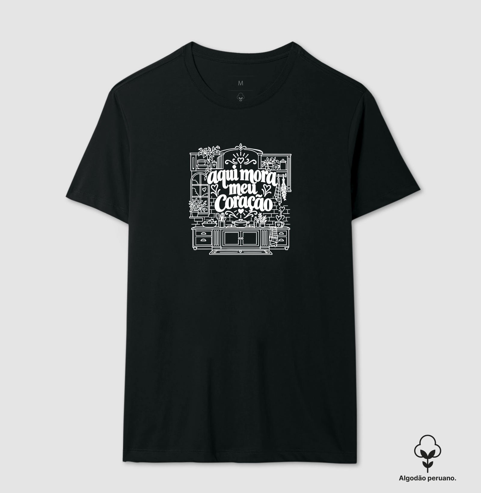 aqui mora meu coração - Camiseta Algodão Peruano
