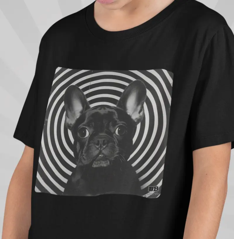 Camiseta Infantil Bulldog Frances "Hypnotic - Preto"