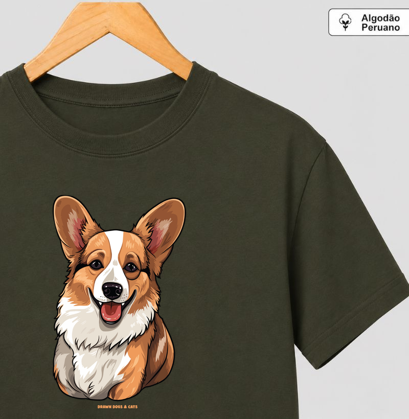  Welsh Corgi Pembroke - Camiseta Algodão Peruano