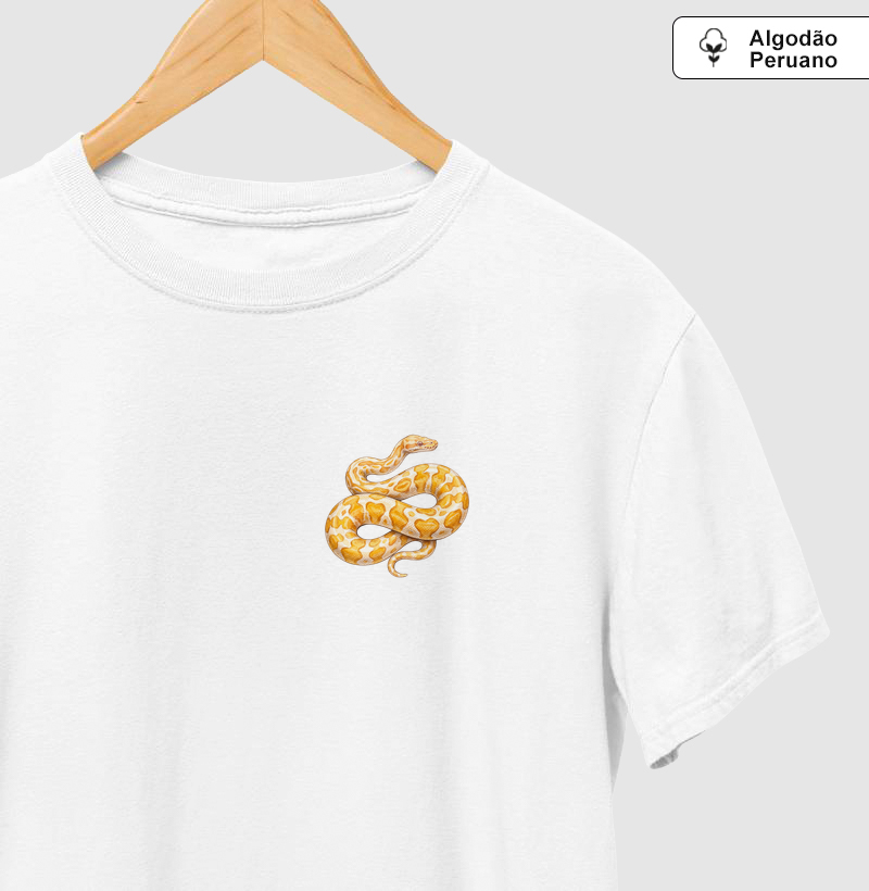 Répteis - Mini - Píton-bola albina - Algodão Peruano - Camiseta Algodão Peruano