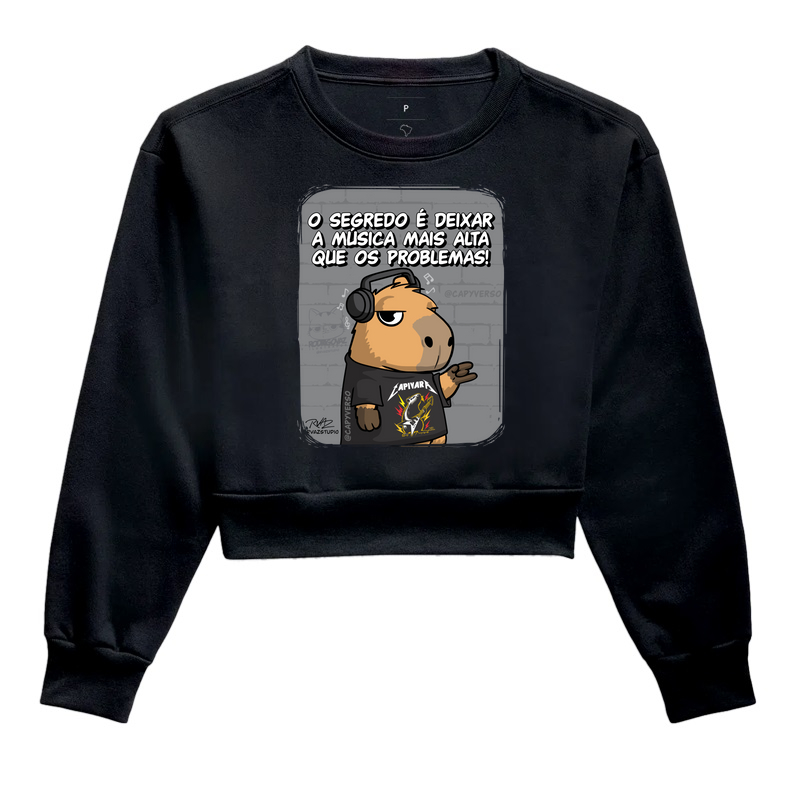 Camiseta Capivara Música - Cropped Moletom