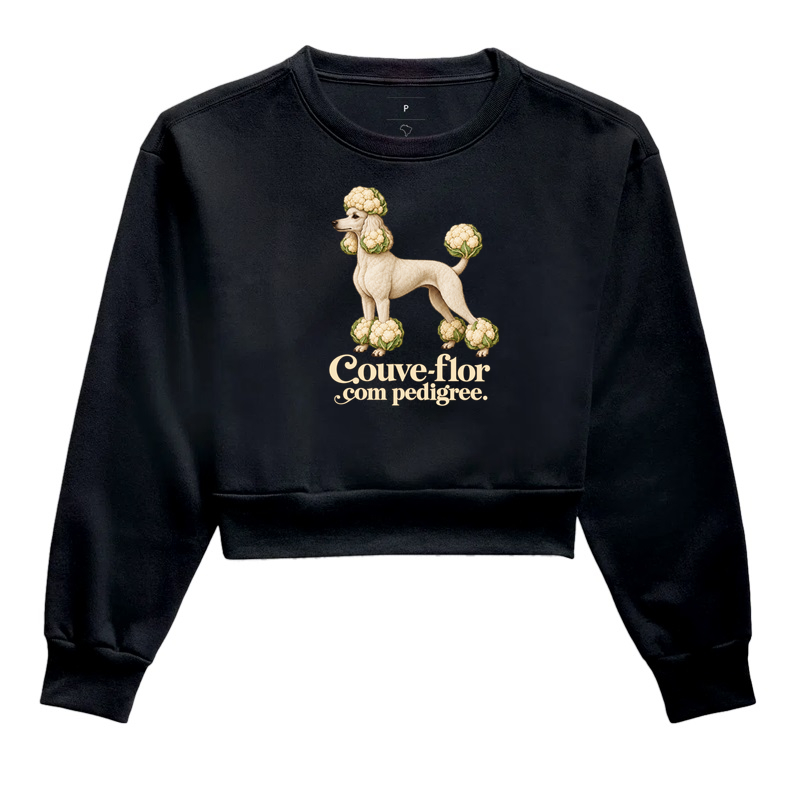 Poodle: Couve-flor Com Pedigree - Cropped Moletom