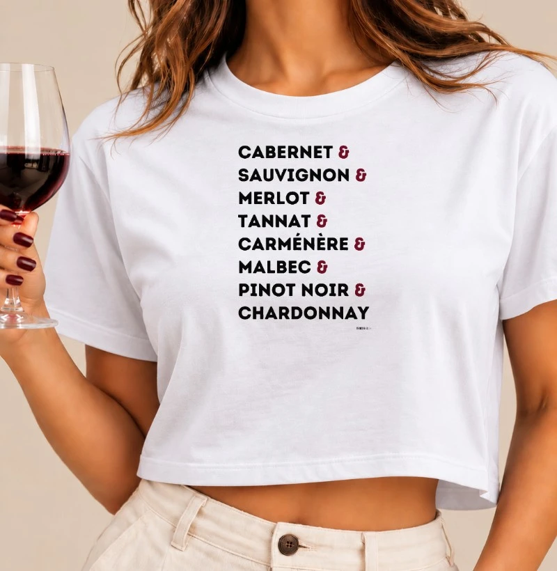 Camiseta Cropped Nome das Uvas