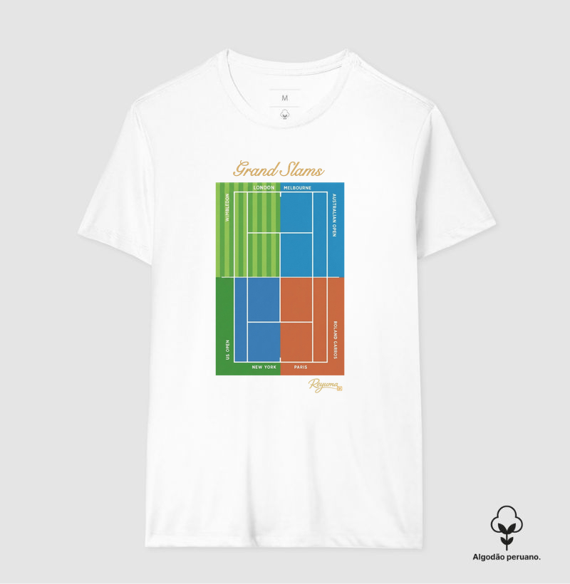 Camiseta Masculina, Feminina, Babylook e Unissex Tennis “Grand Slams” - Algodão Peruano