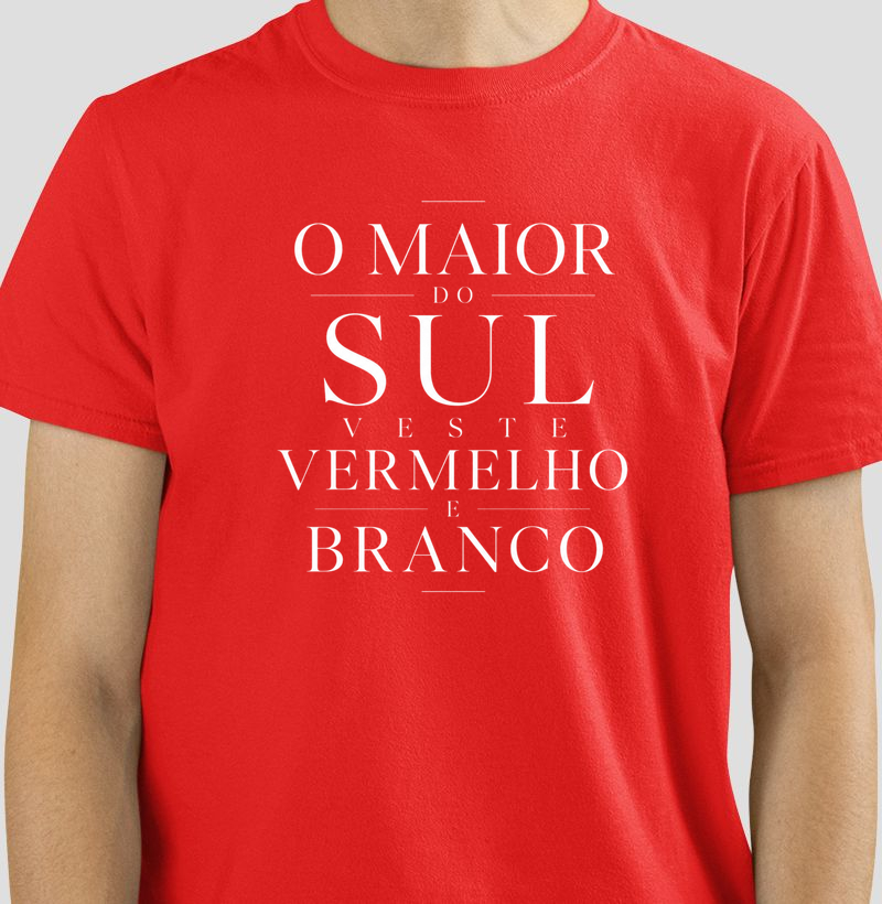 O maior do sul veste vermelho e branco