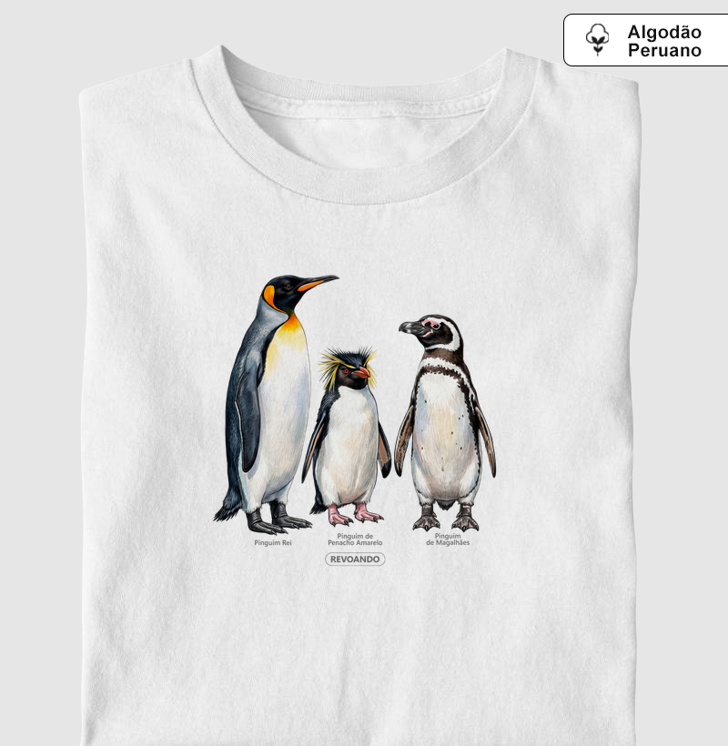 Traços Alados - Coletivo Pinguins - Algodão Peruano - Camiseta Algodão Peruano