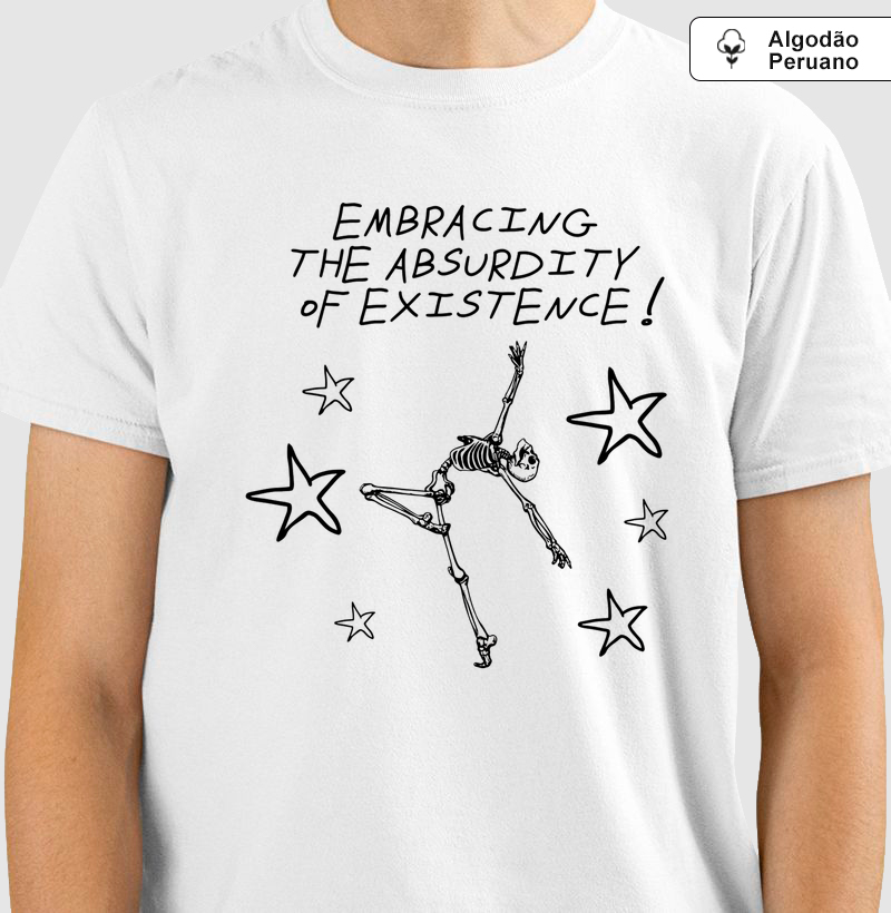 Camiseta Premium Algodão Tanguis Esqueleto Absurdismo Albert Camus