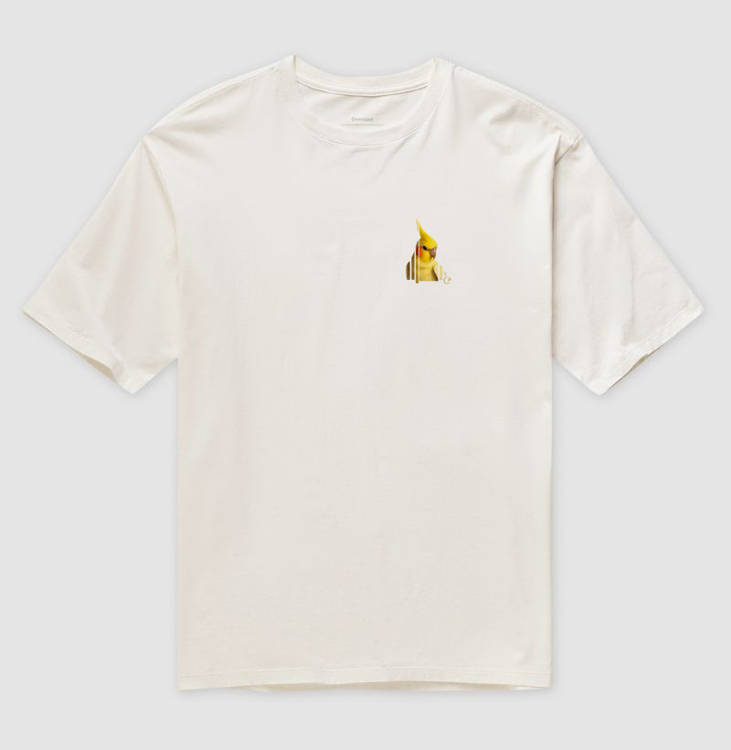 Camiseta Oversized Calopsita Lutina Minimalista