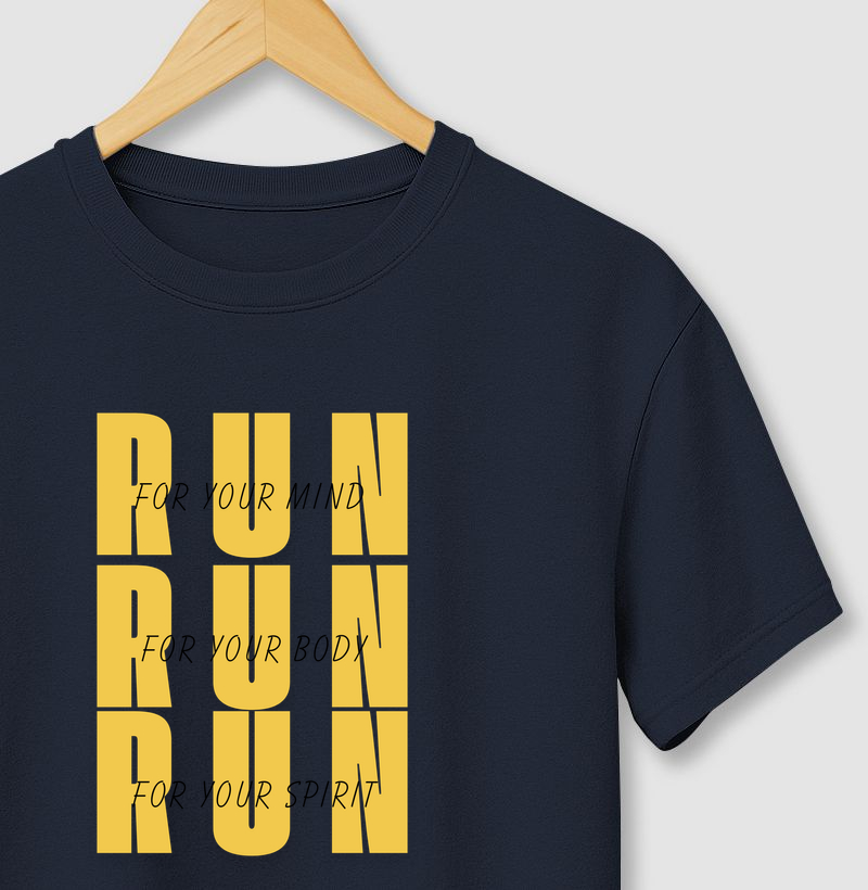 Camiseta Run Mind Run Body Run Spirit – TRENO | Corpo, Mente e Espírito em Movimento