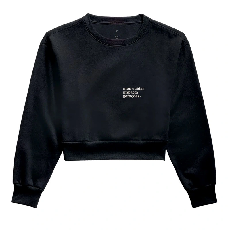 Meu cuidar impacta gerações - bolso [moletom cropped]