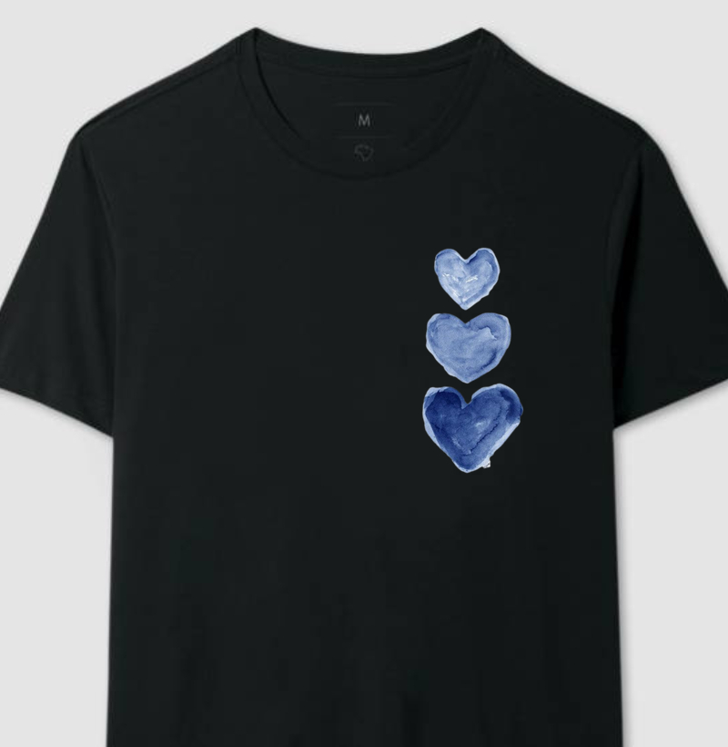 Camiseta 3 Corações Masculina