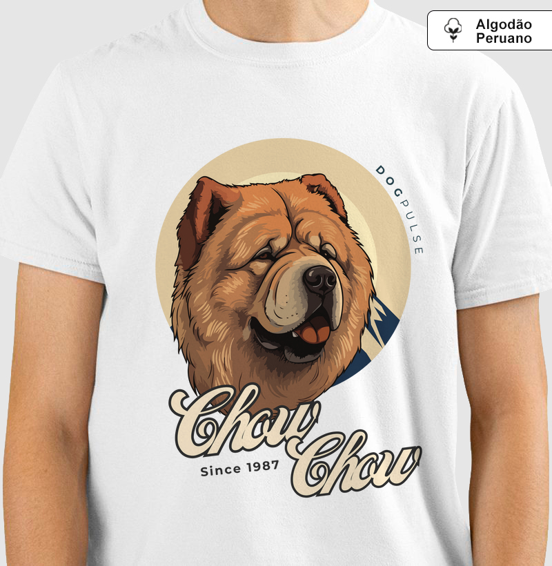 Camiseta Algodão Peruano Chow Chow Busto Dog Pulse
