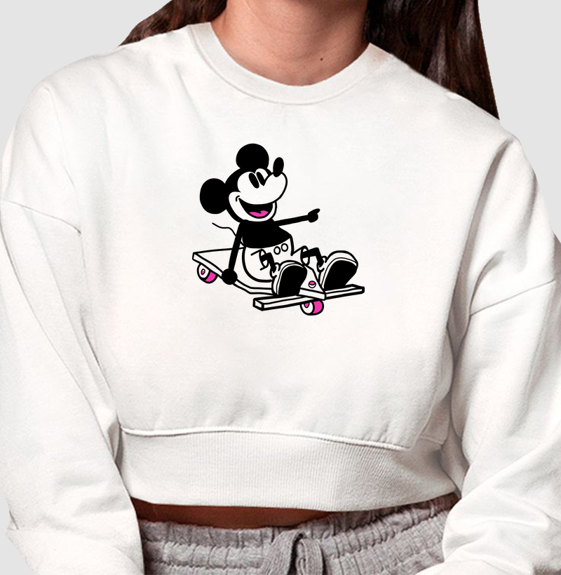 Cropped Moletom Steamboat Willie Rolimã