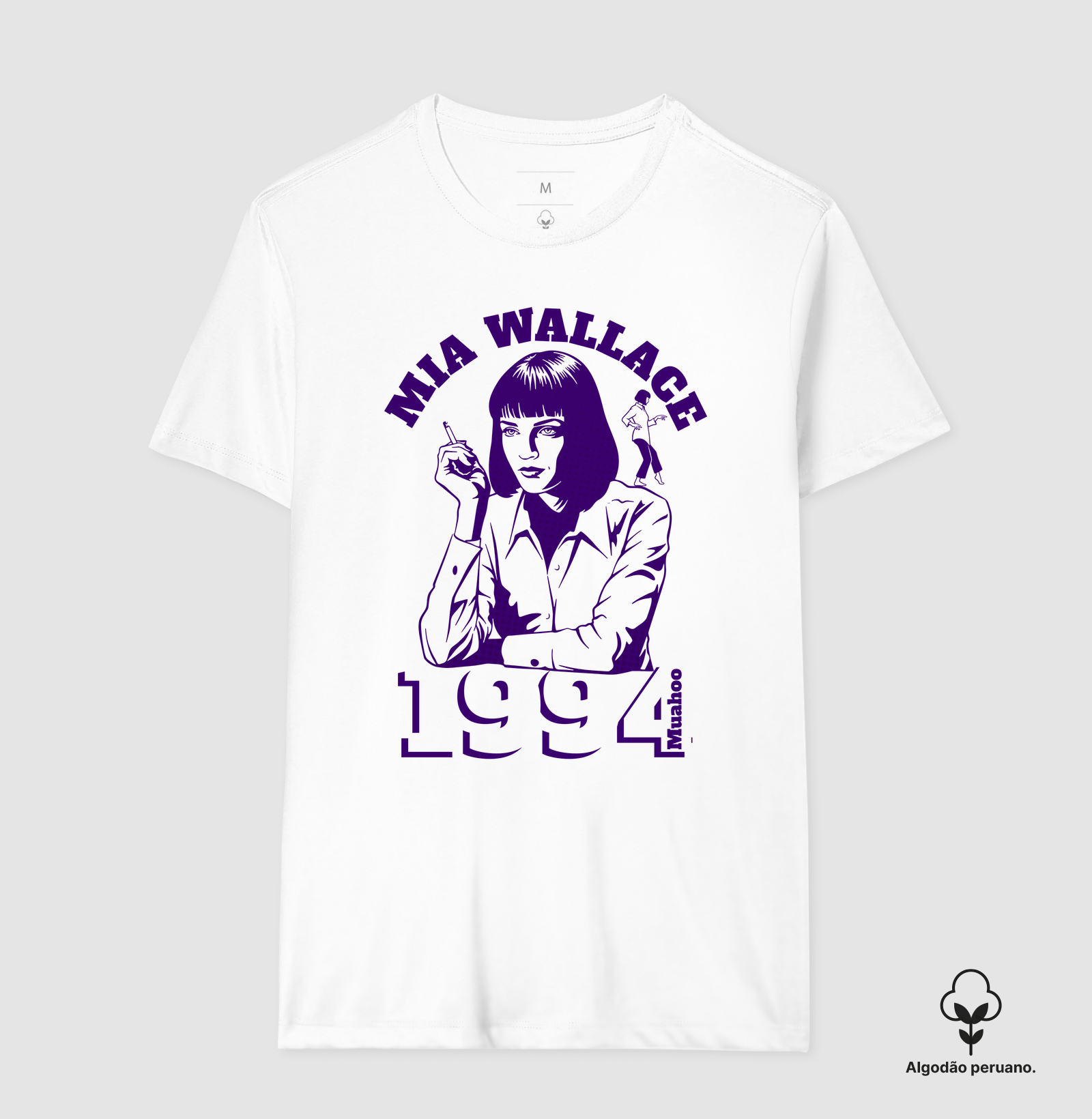 Camiseta Algodão Peruano Pulp Fiction Mia Wallace 1994 - Muahoo