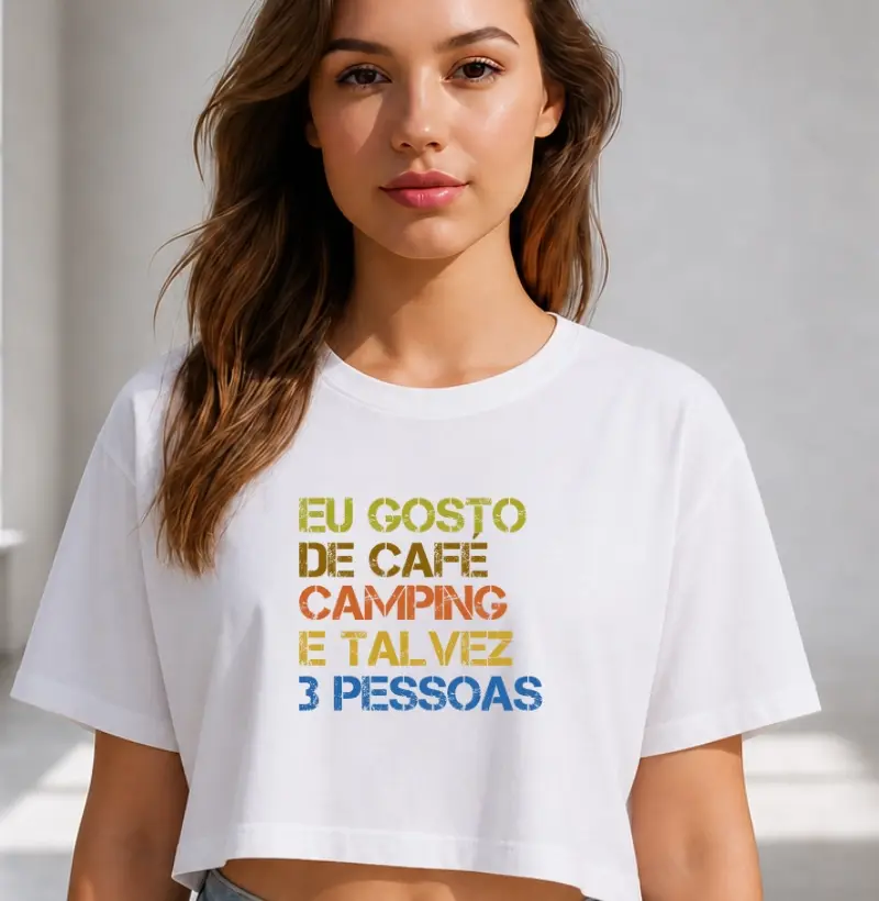Camiseta Cropped Alma Outdoor | Café, Camping & Pouca Gente