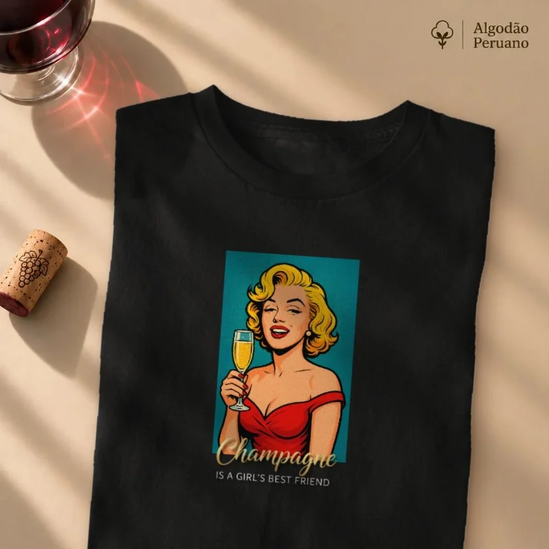 Camiseta Champagne is a girl´s best friend - Camiseta Algodão Peruano
