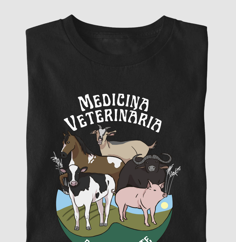 Camiseta Medicina Veterinária Grande Porte Animais do Campo Algodão - Fauna Way
