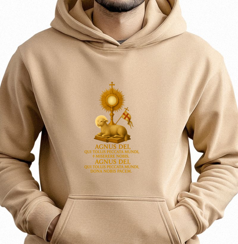Hoodie Moletom Agnus Dei, Qui Tollis Peccata Mundi, 2xMiserere Nobis. Agnus Dei, Qui Tollis Paccata Mundi, Dona Nobis Pacem.