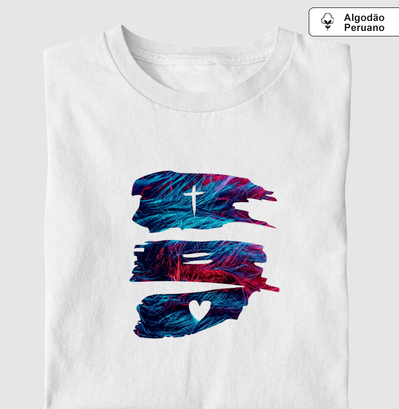 Camiseta Algodão Peruano Cruz = Amor