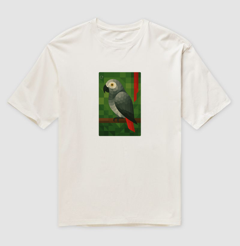 Camiseta Oversized Papagaio do Congo - Geométrico