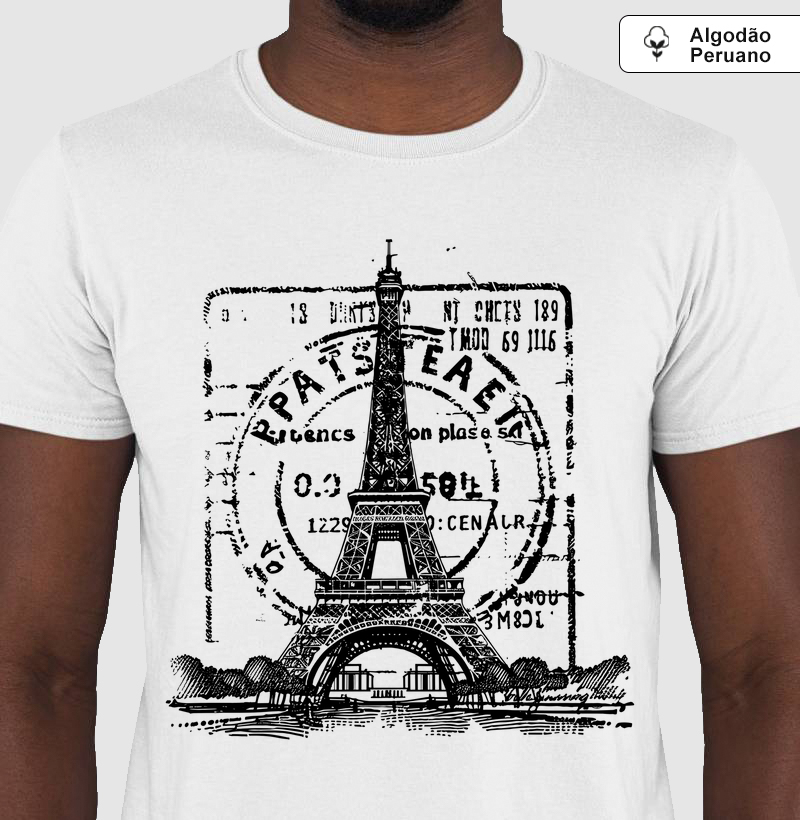 Camiseta Viagem - Carimbo Paris Eiffel
