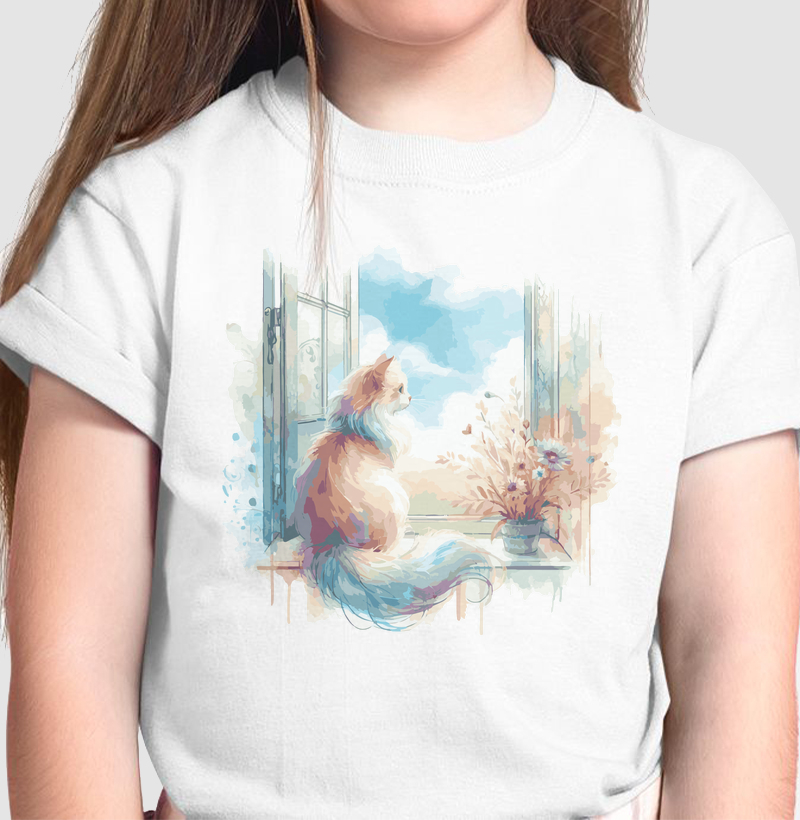 Aquarela: Gato na Janela 2