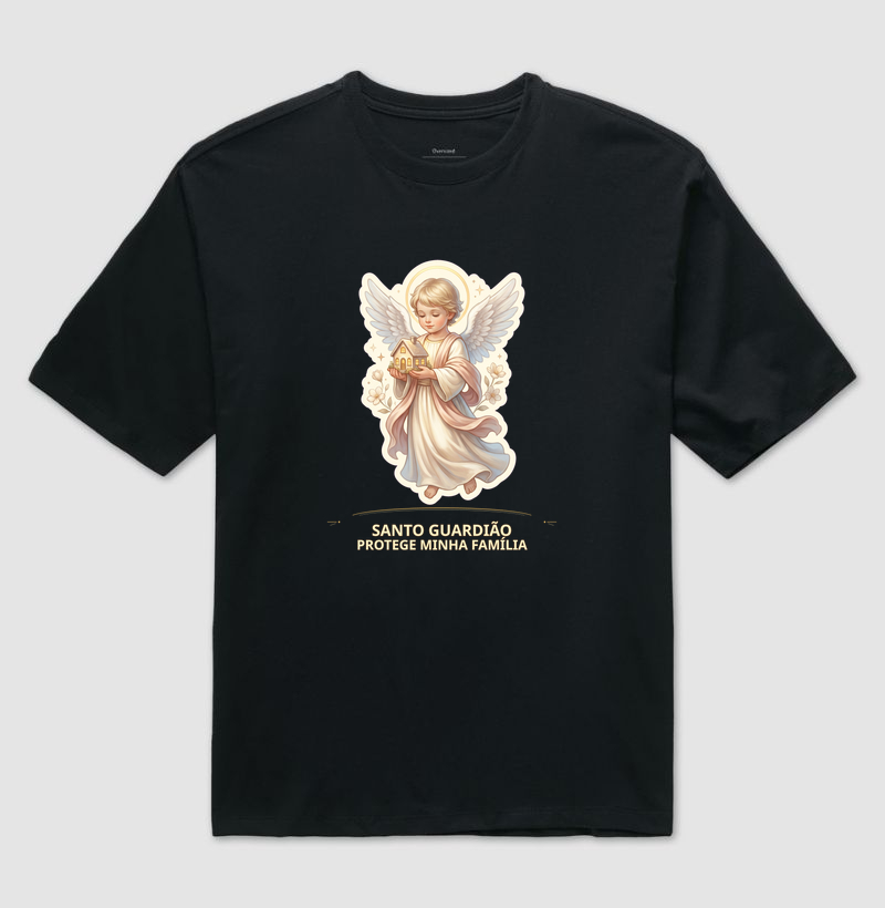 SANTO GUARDIÃO PROTEGE MINHA FAMILIA - Camiseta Oversized
