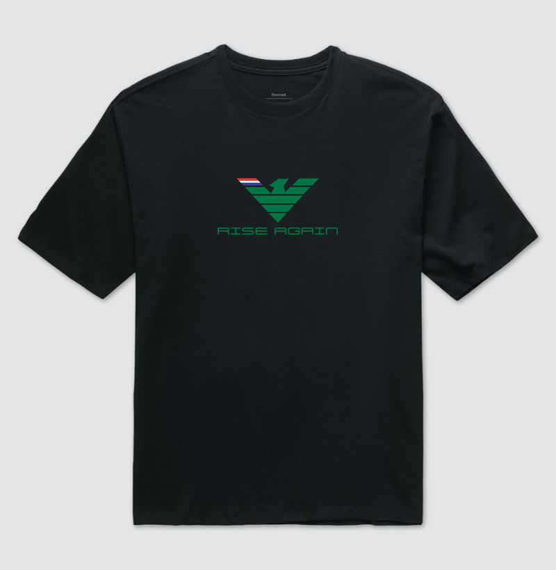 🌿 RISE AGAIN | Estampa Exclusiva  Renove seu estilo com a poderosa estampa RISE AGAIN, uma arte que representa superação, evolução e a capacidade de sempre se reerguer. Com design geométrico moderno em verde intenso e detalhes inspirados nas cores da Tailândia, esta composição transmite energia, equilíbrio e determinação.