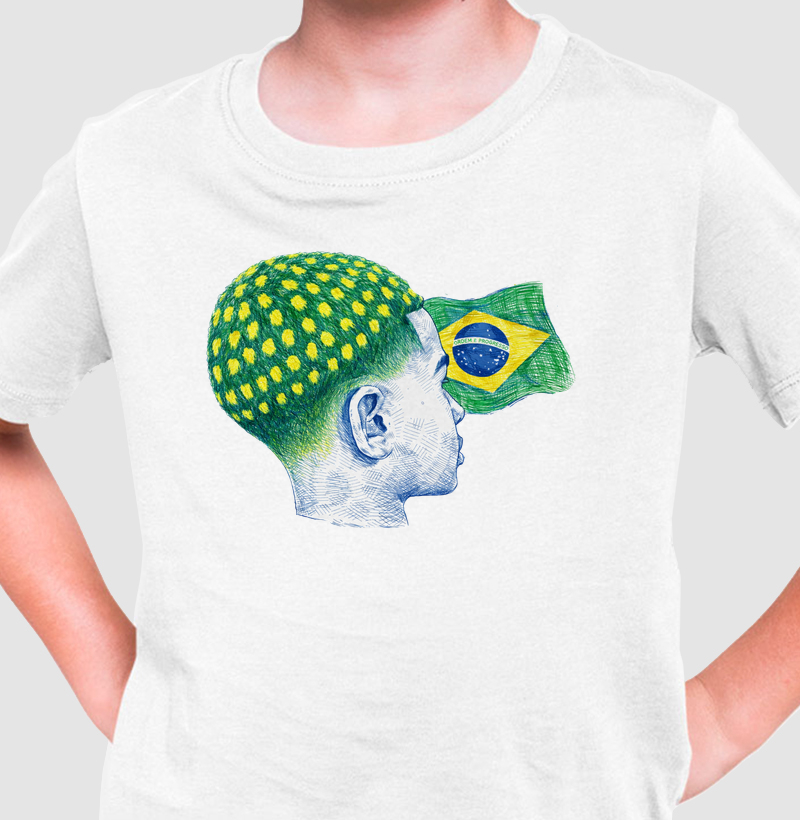 Camiseta Infantil Reflexo de cria verde e amarelo