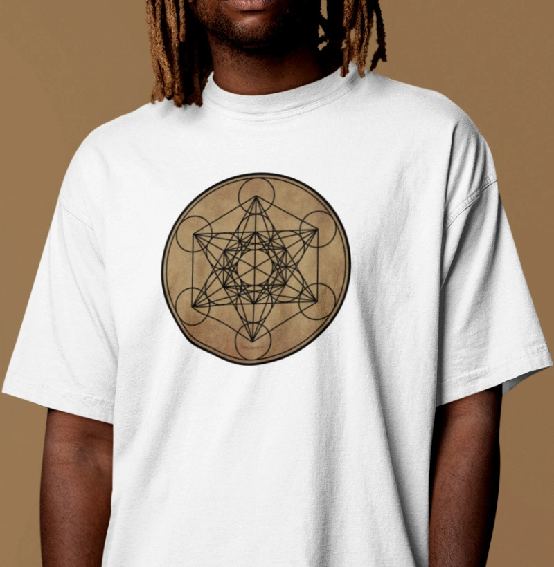 Camiseta Oversized Cubo de Metatron – Expansão de Consciência – Estampa Radiônica Unissex