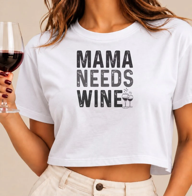 Moletom Cropped Mama Needs Wine  - Cropped