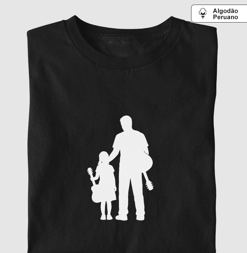 PAI E FILHA SILHUETA VIOLÃO - Camiseta Algodão Peruano