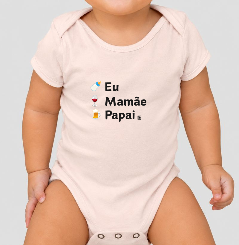 Body Infanti Vinho - Eu, Mamãe e Papai (cerveja)