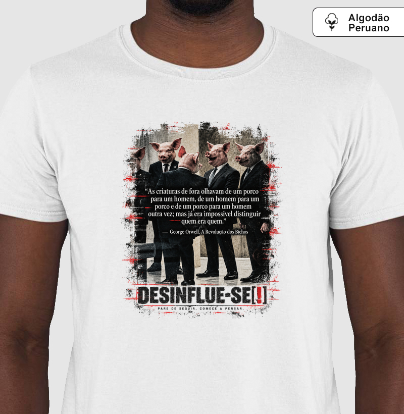 PORCOS DO PODER WHITE - Camiseta Algodão Peruano