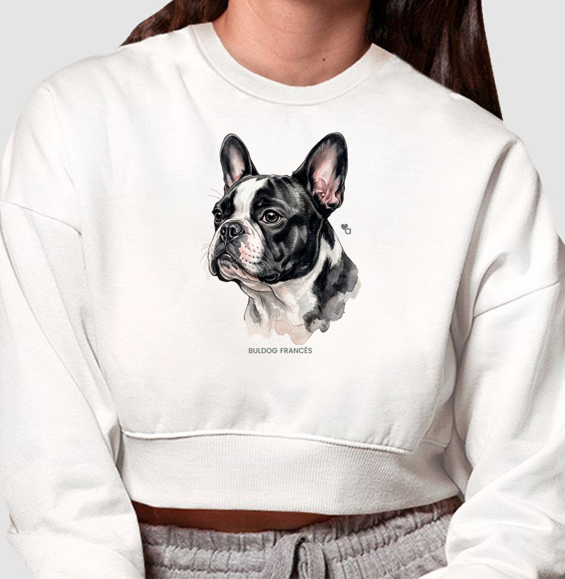 Cães - Buldog Francês - Moletom Cropped