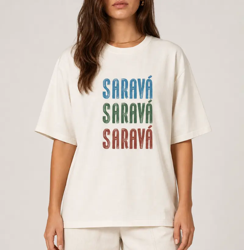 Camiseta Branca Unissex Saravá Brasilidades 100% Algodão