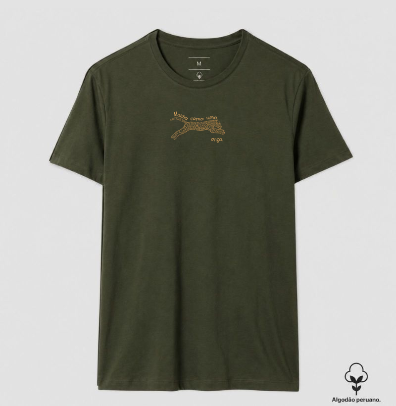 Camiseta Feminina 100% Algodão Estampada Mansa Como Uma Onça