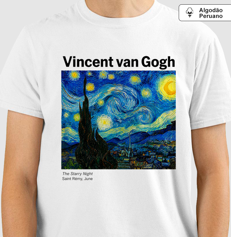 Camiseta Van Gogh – A Noite Estrelada Algodão Peruano 