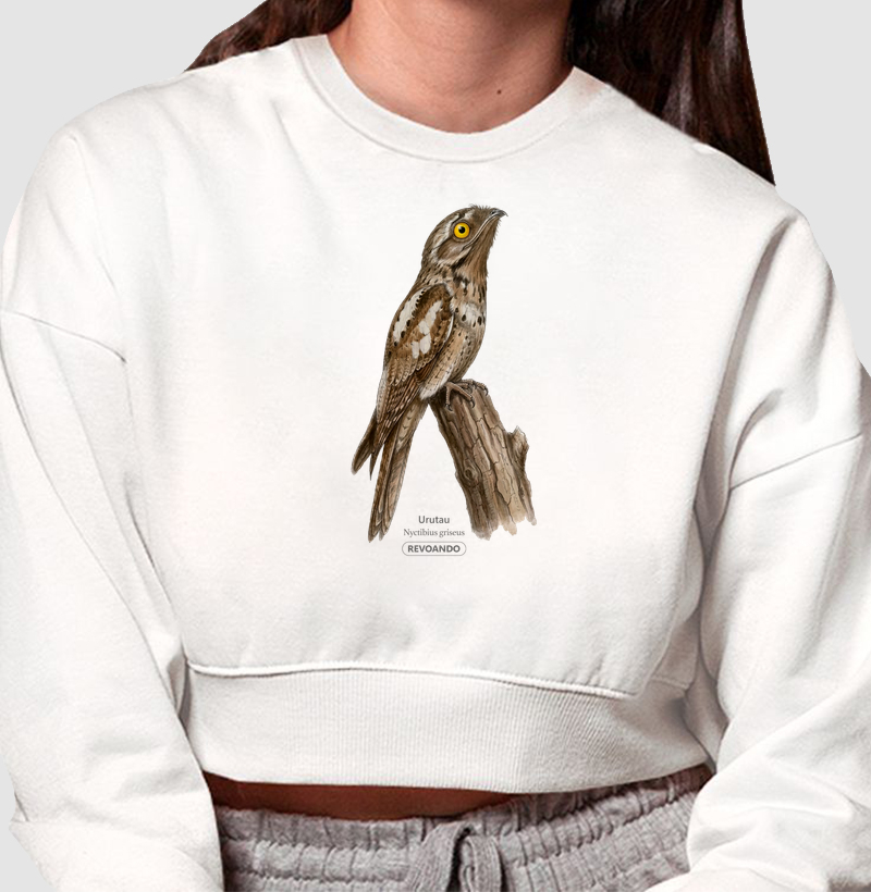 Traços Alados - Urutau II - Moletom Cropped