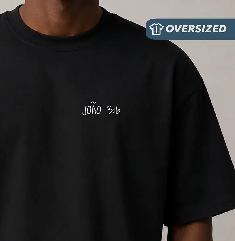 Camiseta Oversized João 3:16 Bolso - Camiseta Oversized