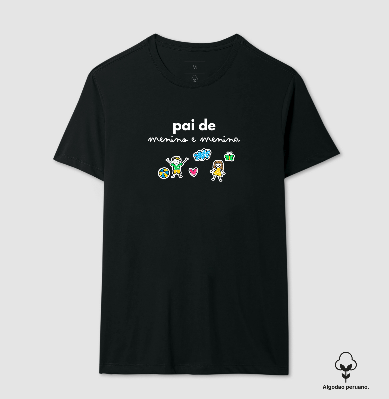 Pai de menino e menina- algodao peruana