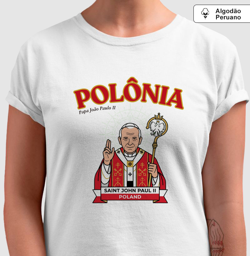 Camiseta Algodão Peruano Polônia João Paulo II