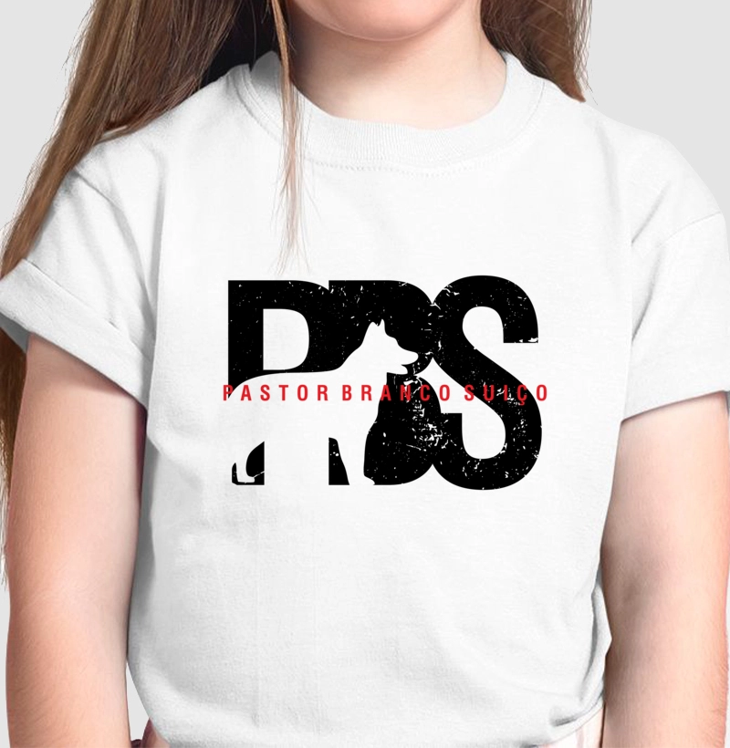 Camiseta Infantil Pastor Branco Suiço Sigla
