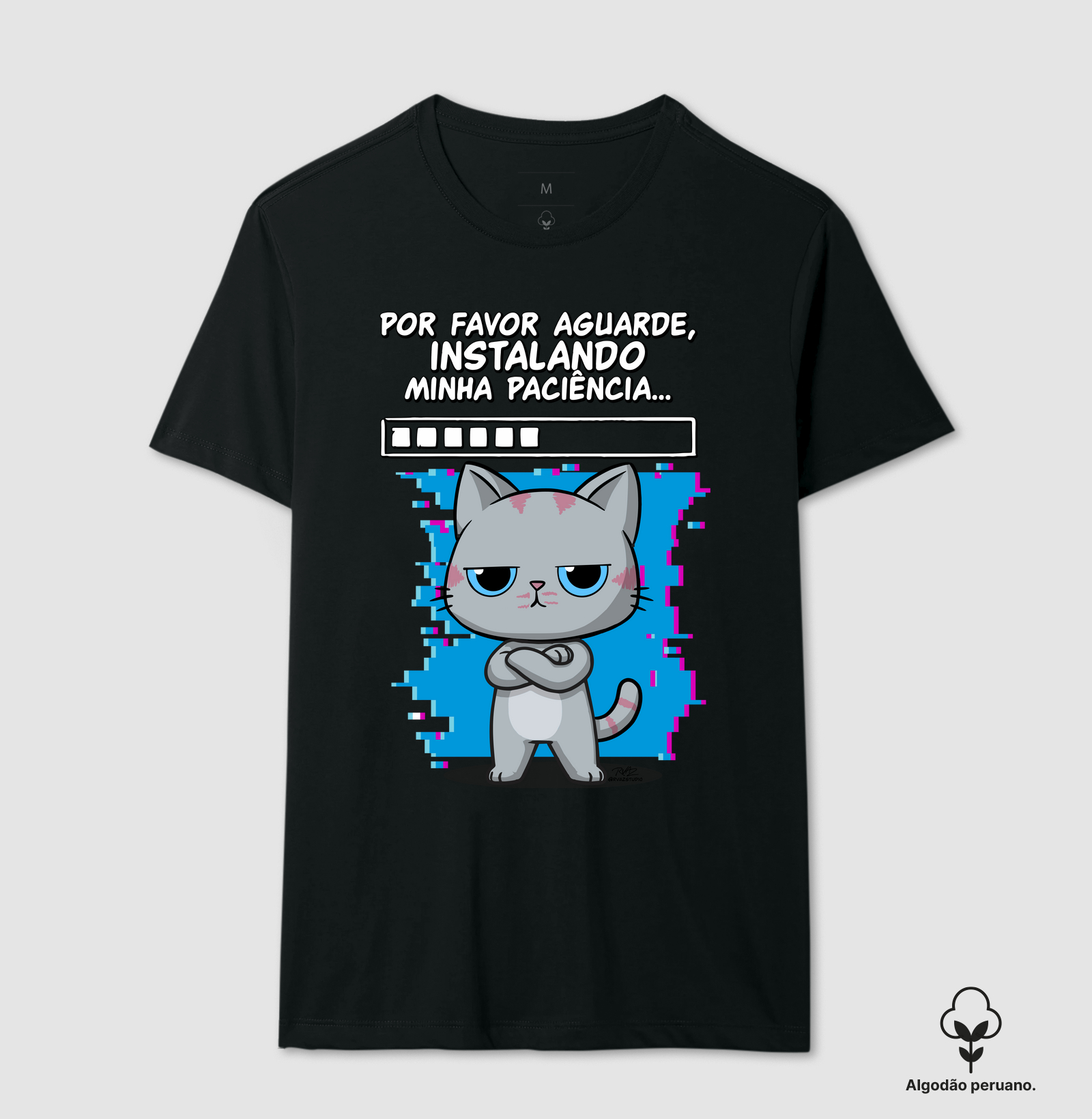Camiseta Gato Sincero Paciência - Camiseta Algodão Peruano