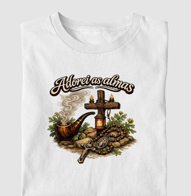 Camiseta Adorei as Almas: Fé, Proteção e Ancestralidade