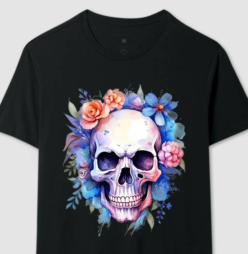Coleção Caveiras Mexicanas - Rosas e Flores Azuis