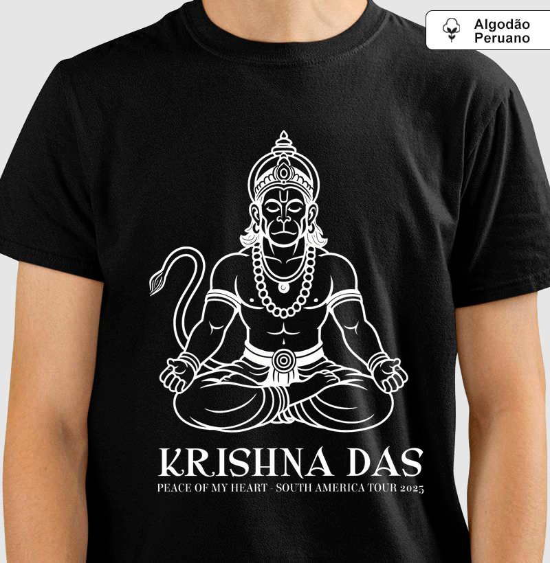 Hanuman - Camiseta Algodão Peruano - Estampa Branca