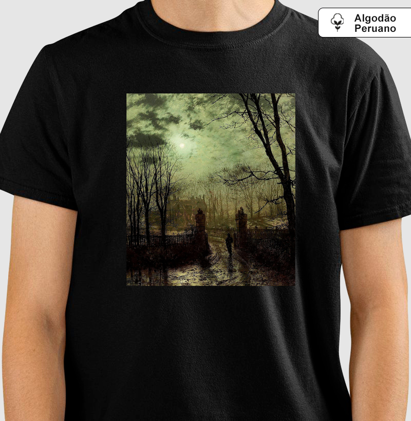 Camiseta Algodão Peruano Tanguis - Coleção Vestindo Arte Obra At the Park Gate Grimshaw 