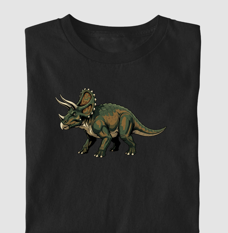 Camiseta Dinossauro Triceratops Algodão Premium Dinoloco